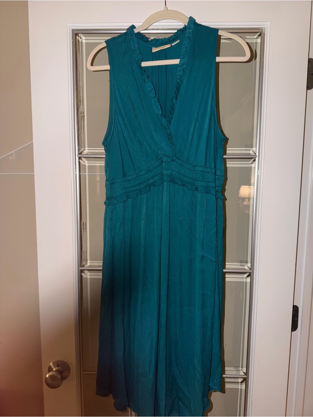 Anthropologie Maeve turquoise ruffle dress xl